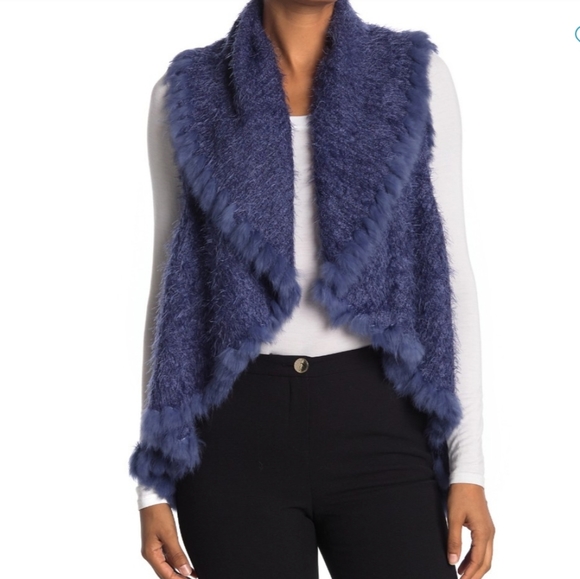 Love Token Jackets & Blazers - Love Token Genuine Rabbit Fur Trim Vest